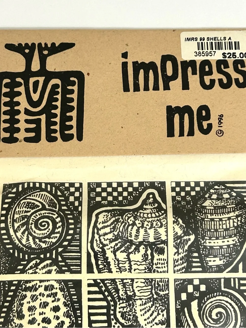 Impress Me Shells Design Unmounted Rubber Stamps Block vintage 1996